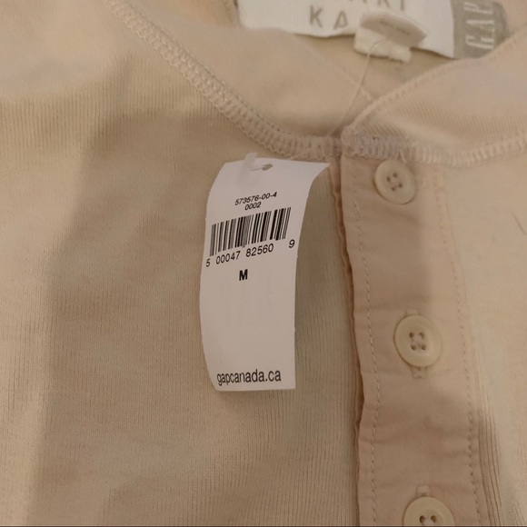 Beige Gap Long Sleeve Henley Shirt - Picture 3 of 4